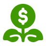 green plant with a dollar sign in it.